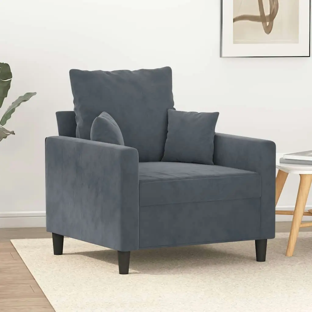 Sofa Chair Dark Grey 60 cm Velvet 359284