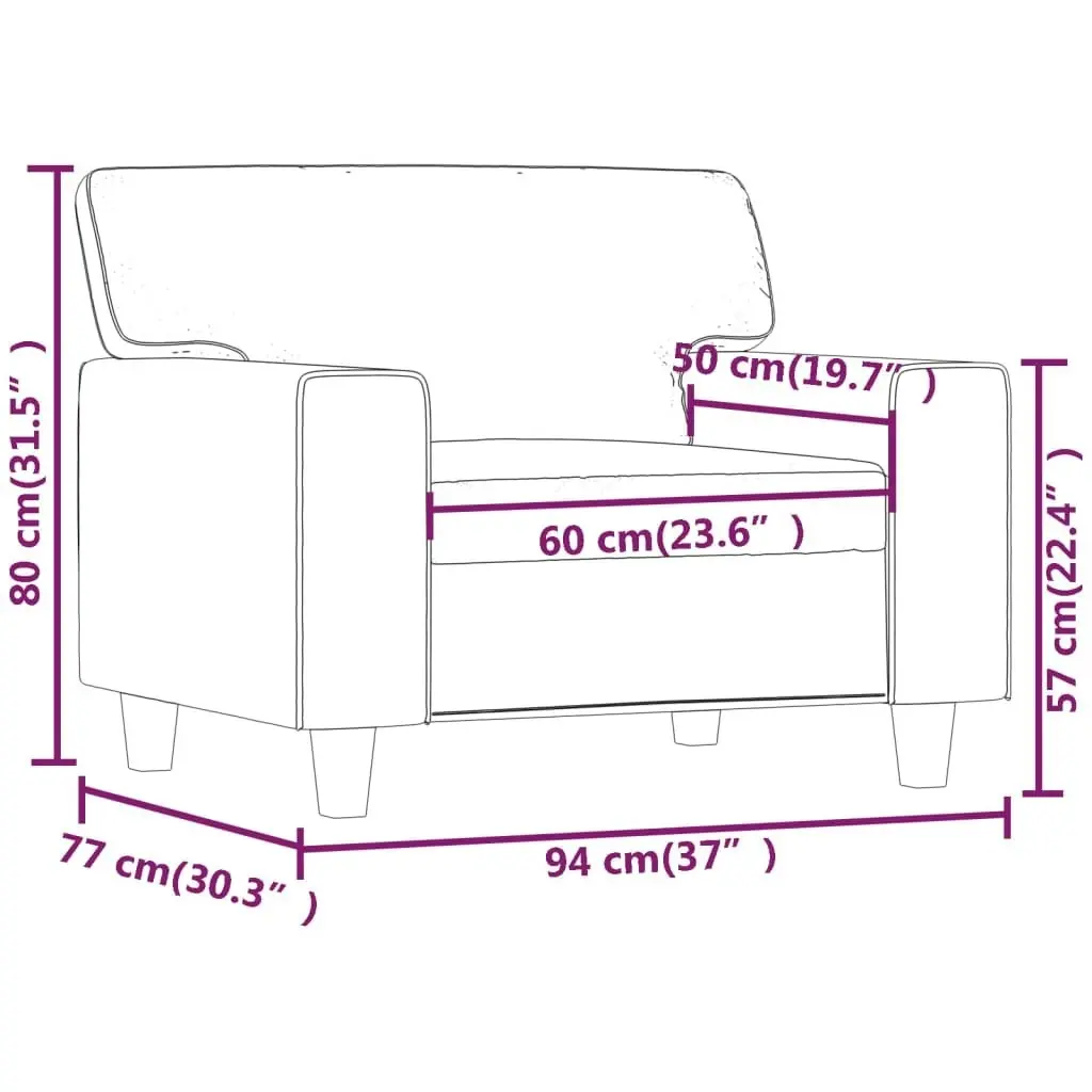 Sofa Chair Cappuccino 60 cm Faux Leather 359411