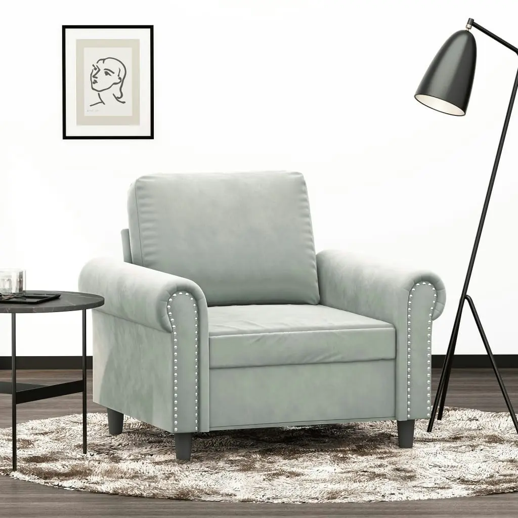 Sofa Chair Light Grey 60 cm Velvet 359509