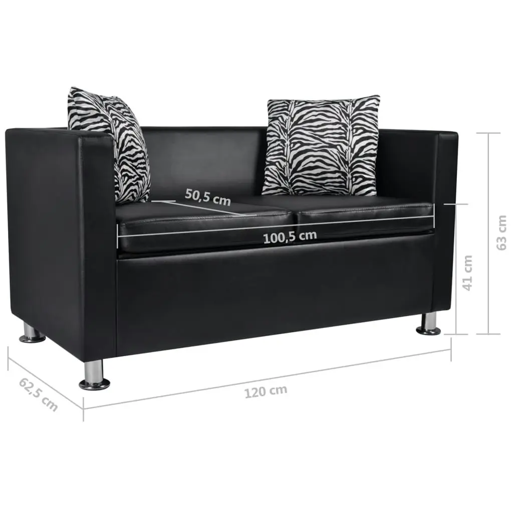 Sofa 2-Seater Artificial Leather Black 242209