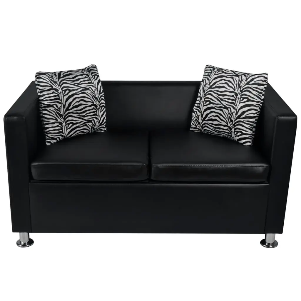 Sofa 2-Seater Artificial Leather Black 242209