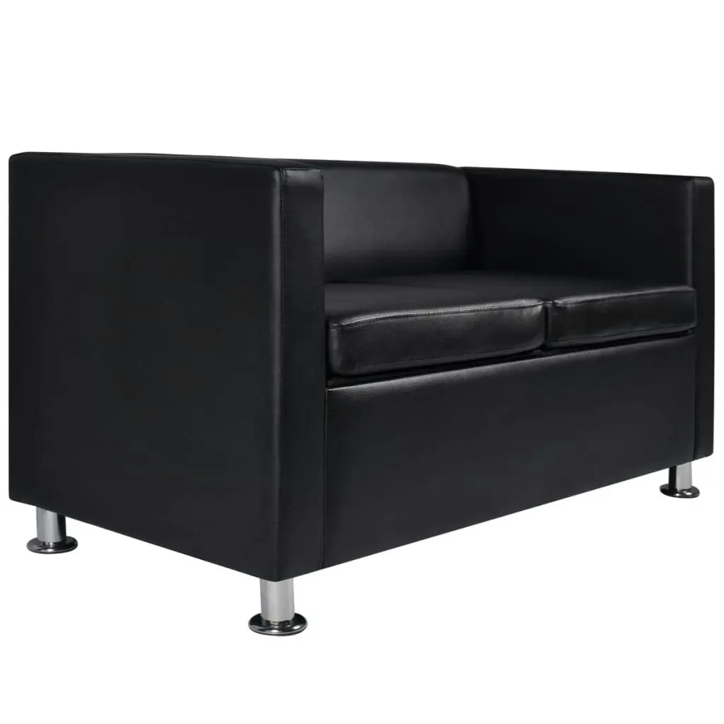 Sofa 2-Seater Artificial Leather Black 242209