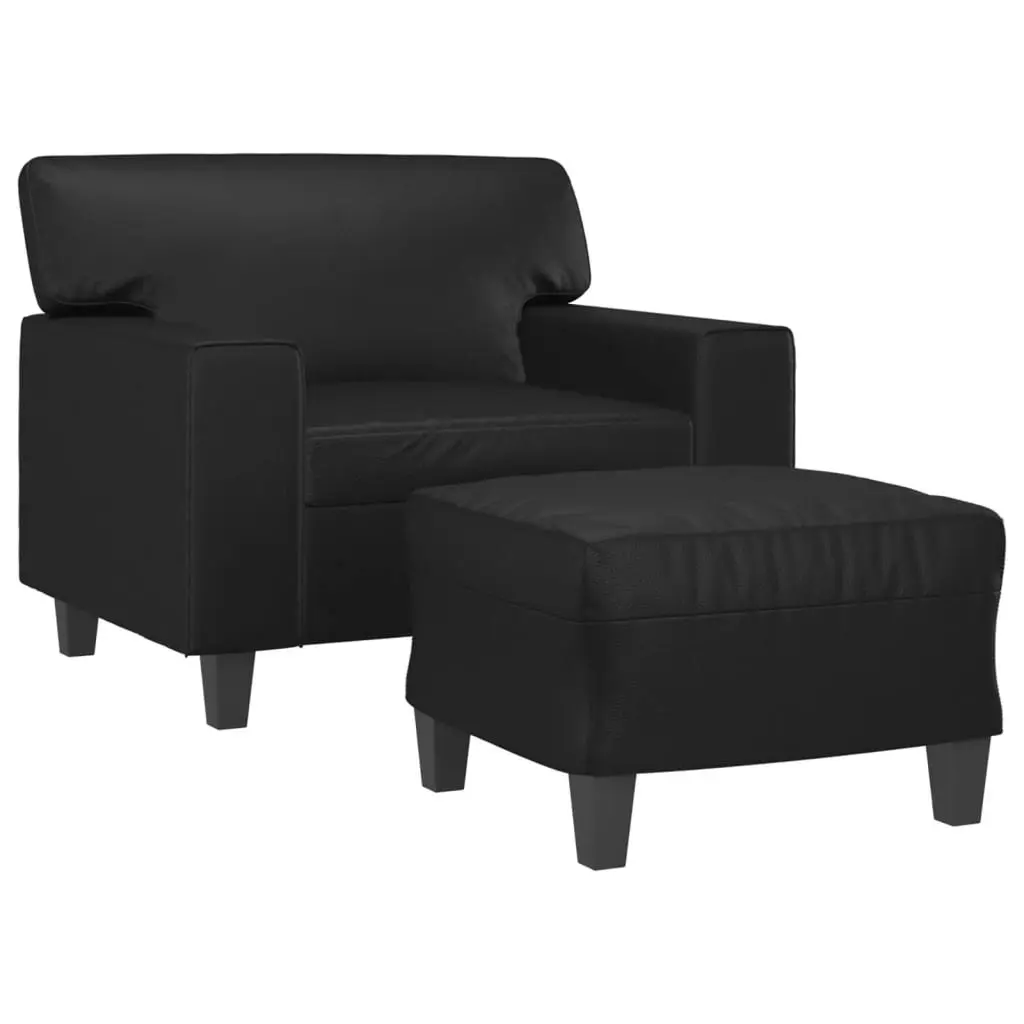 Sofa Chair with Footstool Black 60 cm Faux Leather 3201159