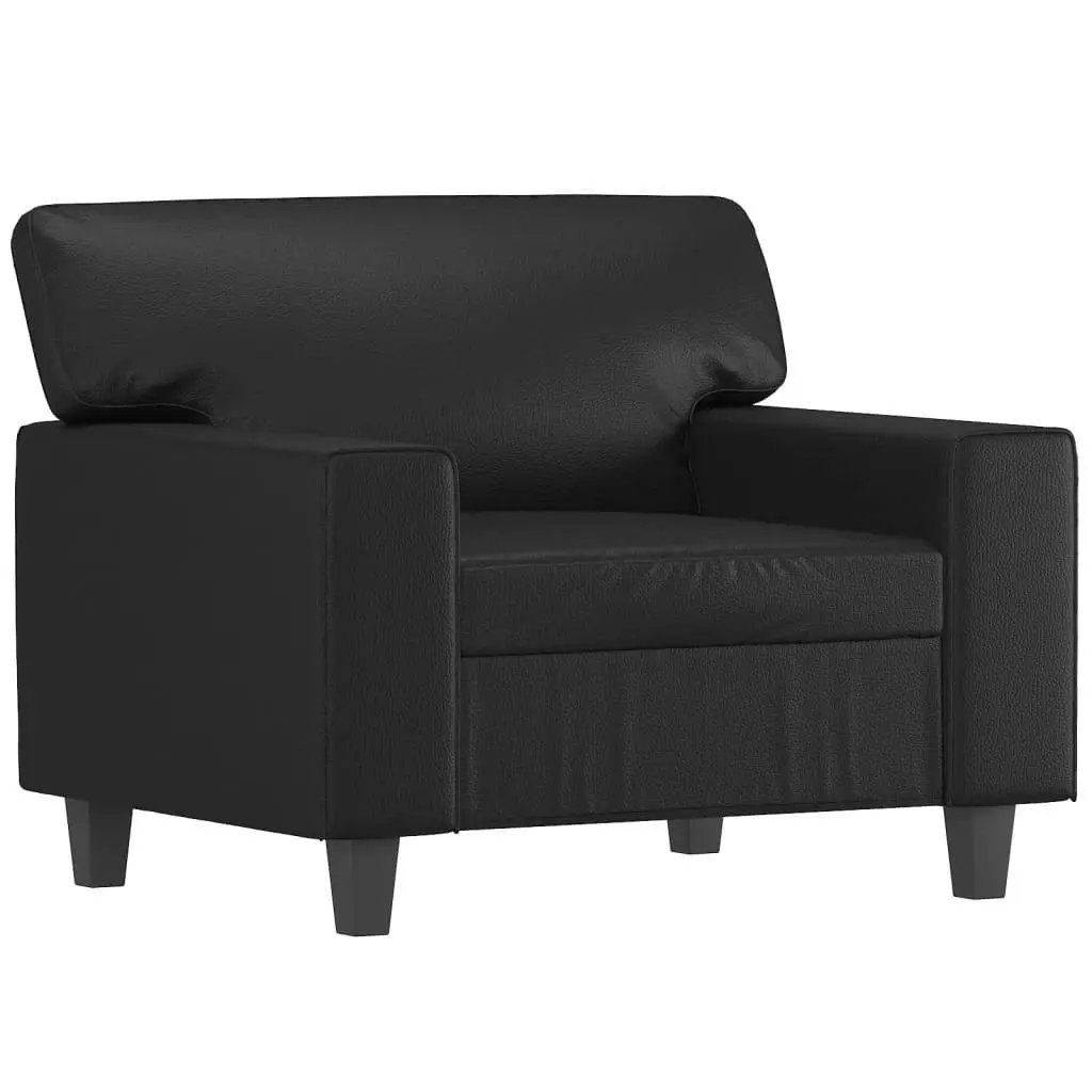 Sofa Chair with Footstool Black 60 cm Faux Leather 3201159