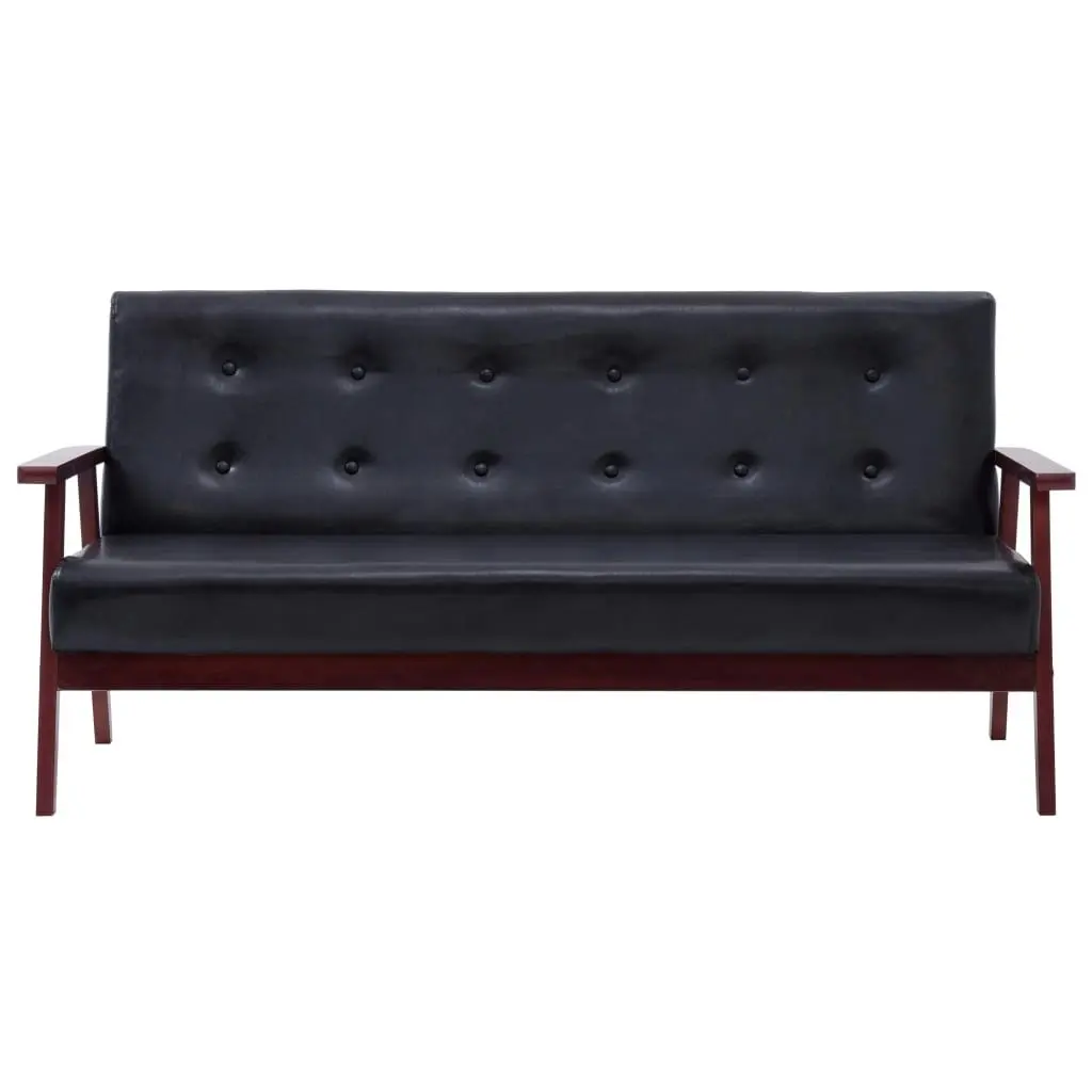 Sofa Set 3 Piece Black Faux Leather 279136