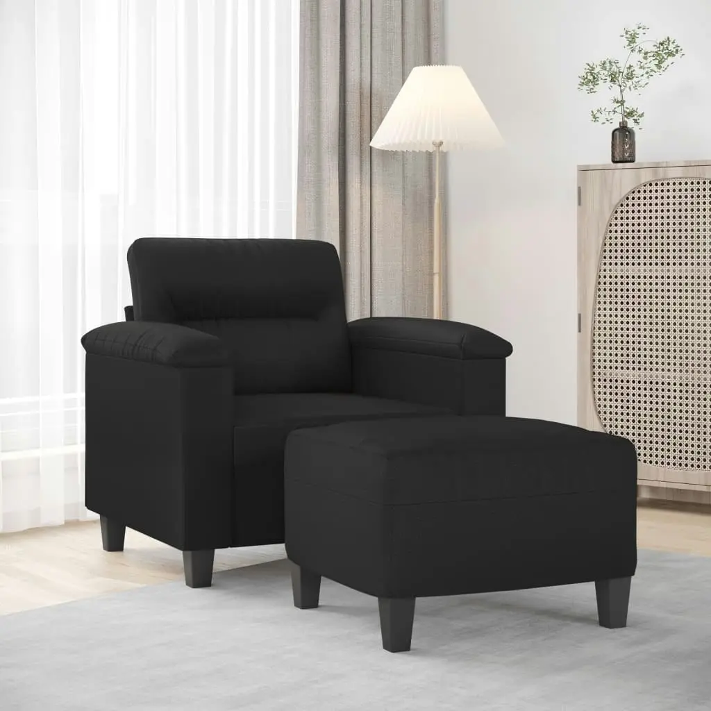 Sofa Chair with Footstool Black 60 cm Faux Leather 3201237