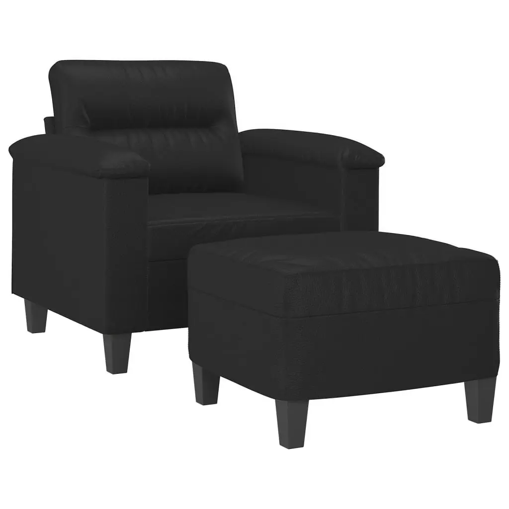 Sofa Chair with Footstool Black 60 cm Faux Leather 3201237