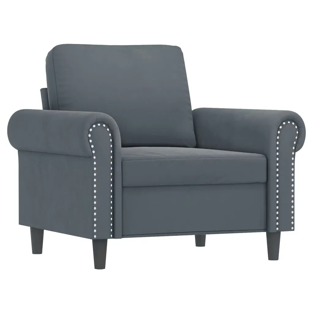 Sofa Chair with Footstool Dark Grey 60 cm Velvet 3201206