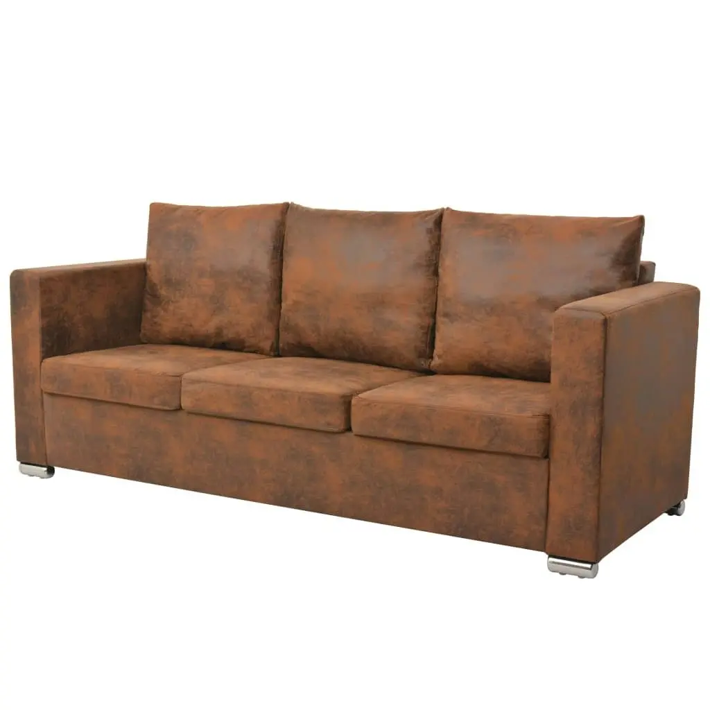 Sofa Set 3 Pieces Artificial Suede Leather 274886