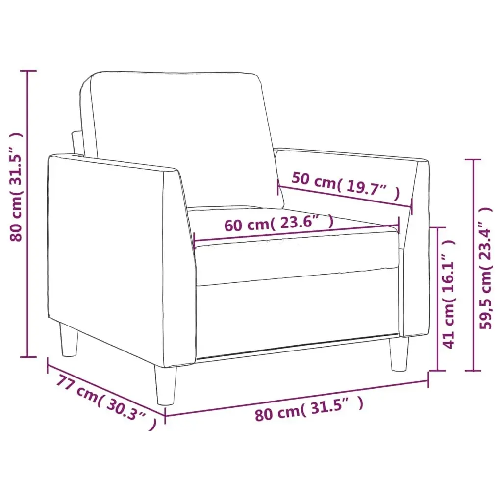 Sofa Chair Cappuccino 60 cm Faux Leather 359327