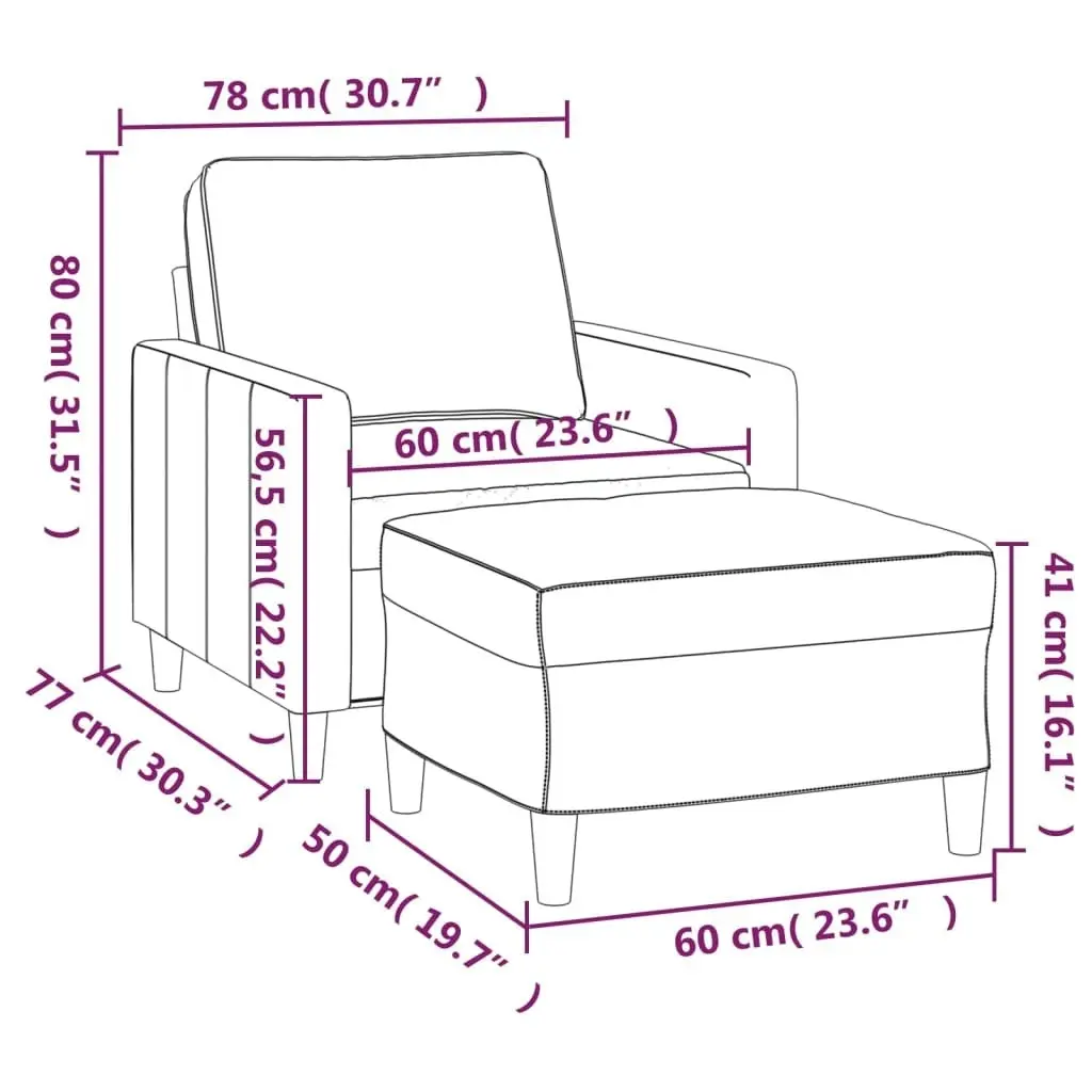 Sofa Chair with Footstool Light Grey 60 cm Velvet 3201045