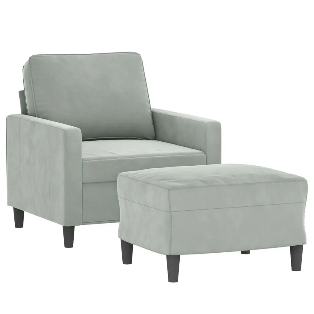 Sofa Chair with Footstool Light Grey 60 cm Velvet 3201045