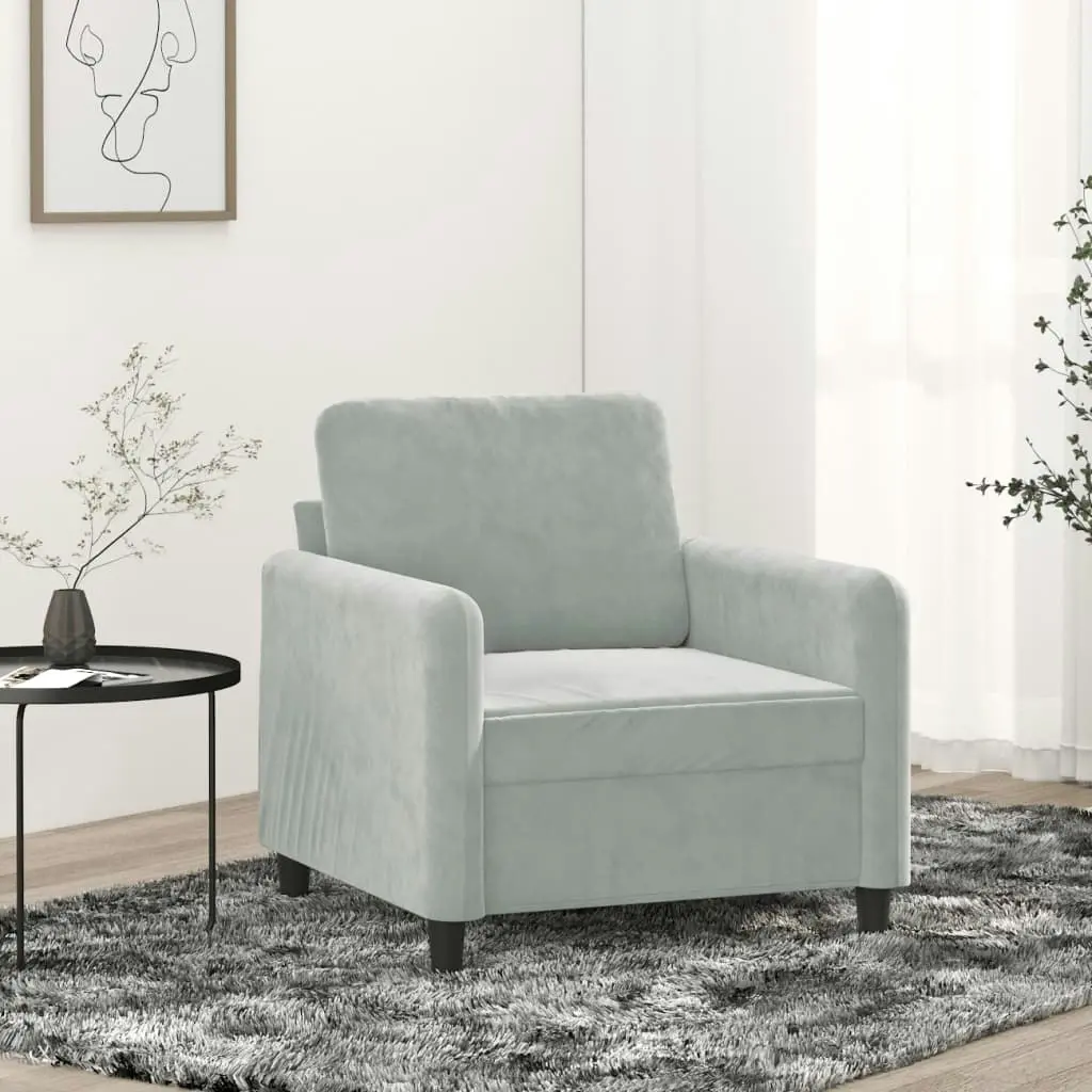 Sofa Chair Light Grey 60 cm Velvet 359422