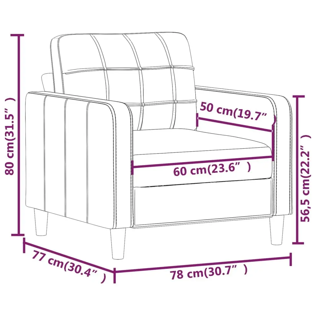 Sofa Chair Cappuccino 60 cm Faux Leather 359111