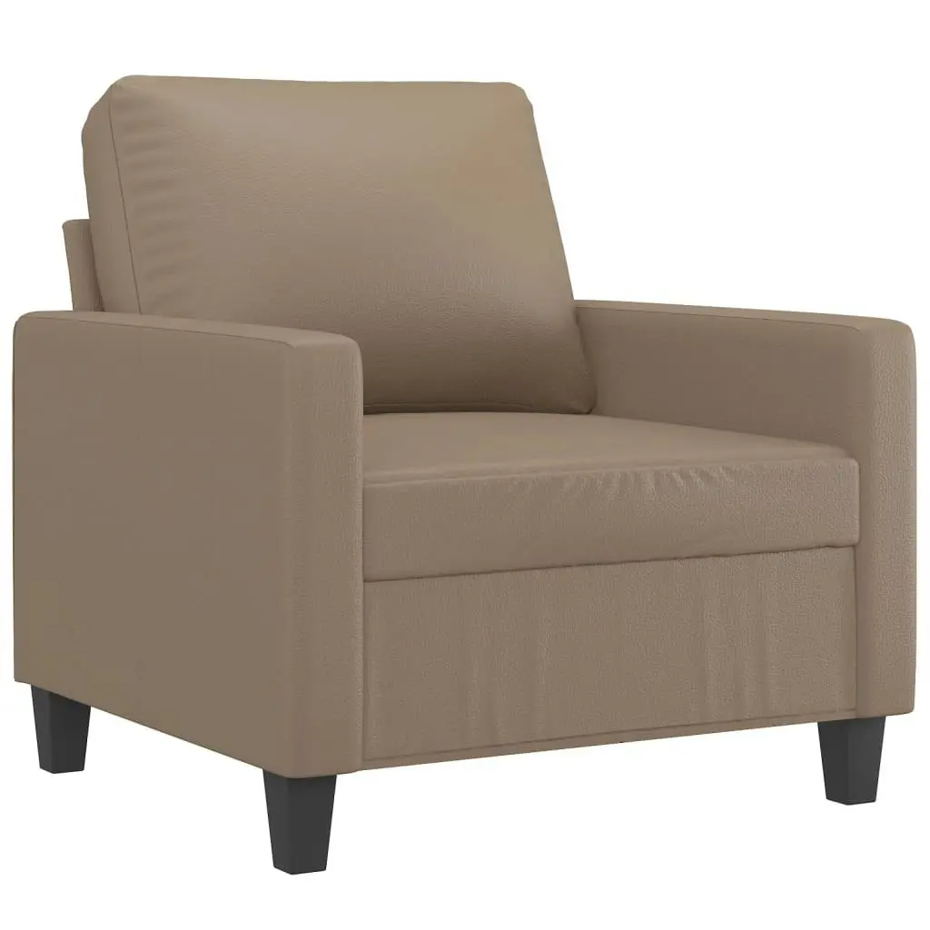 Sofa Chair with Footstool Cappuccino 60 cm Faux Leather 3153352