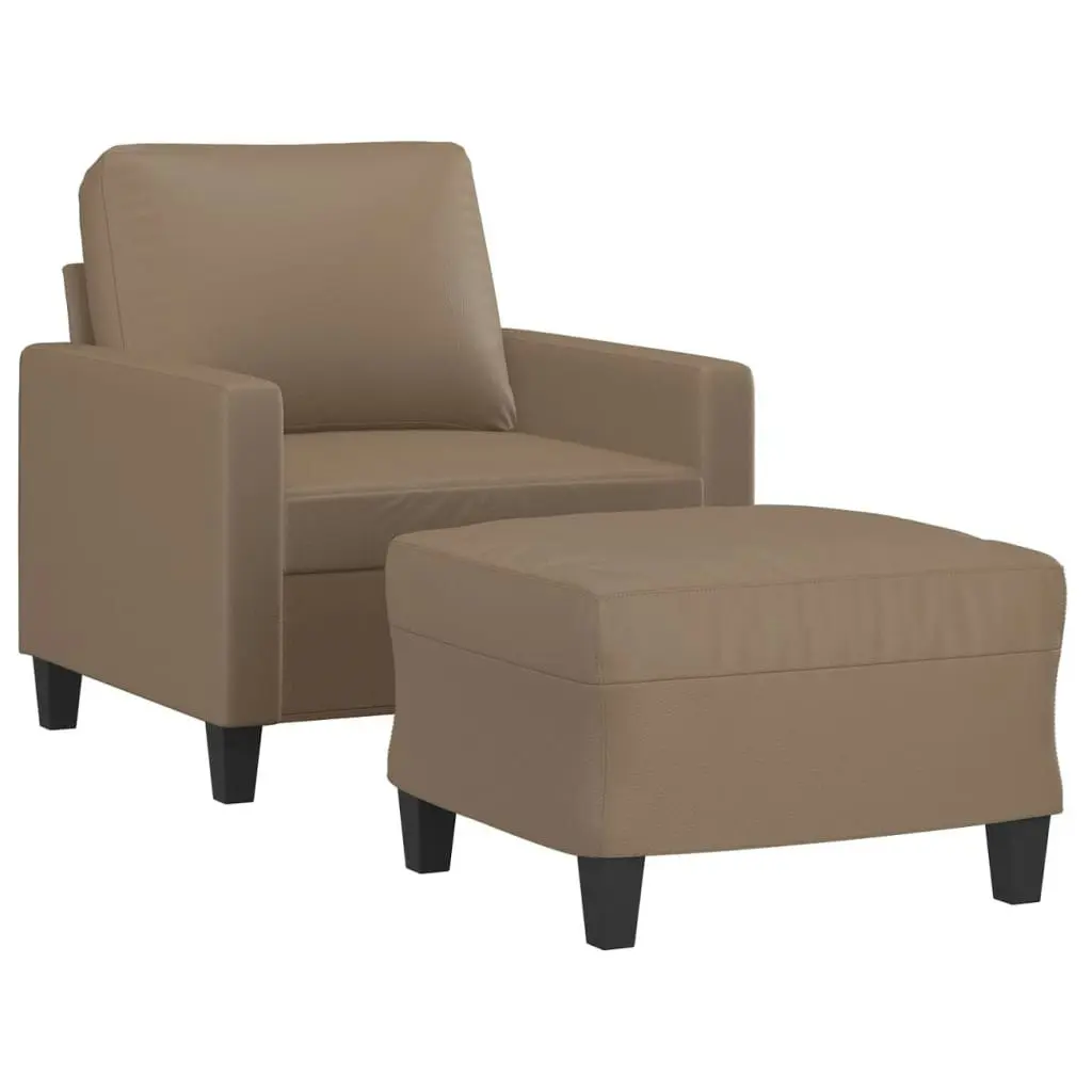 Sofa Chair with Footstool Cappuccino 60 cm Faux Leather 3153352