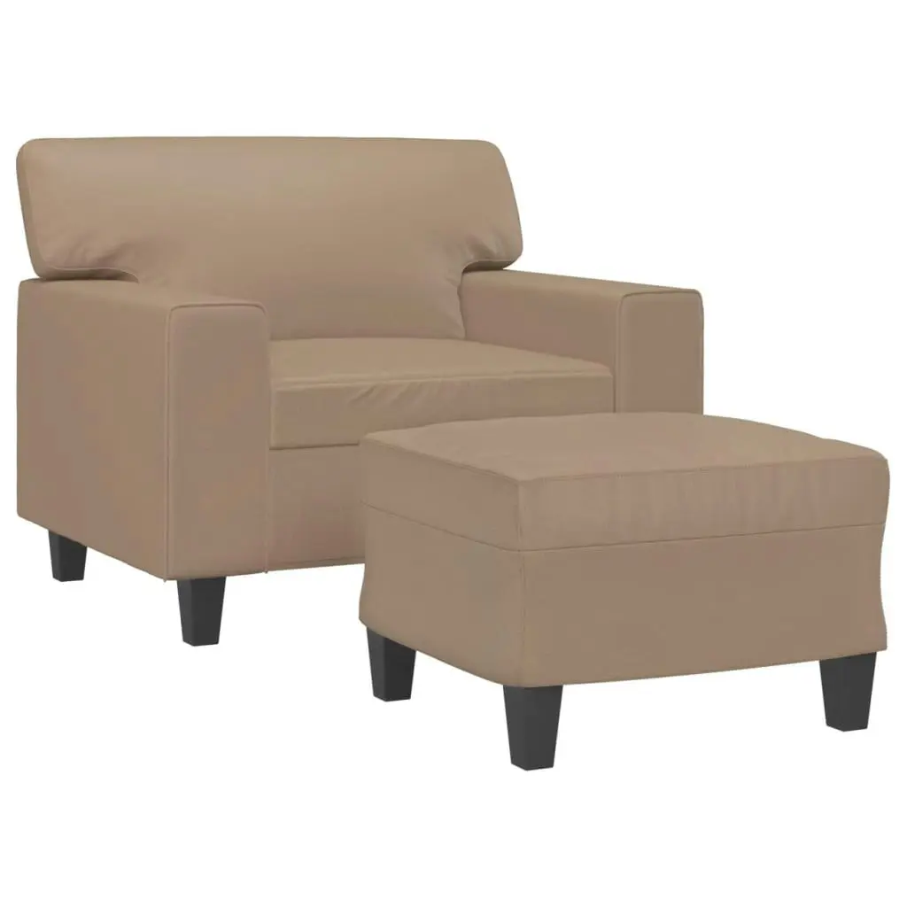 Sofa Chair with Footstool Cappuccino 60 cm Faux Leather 3201163