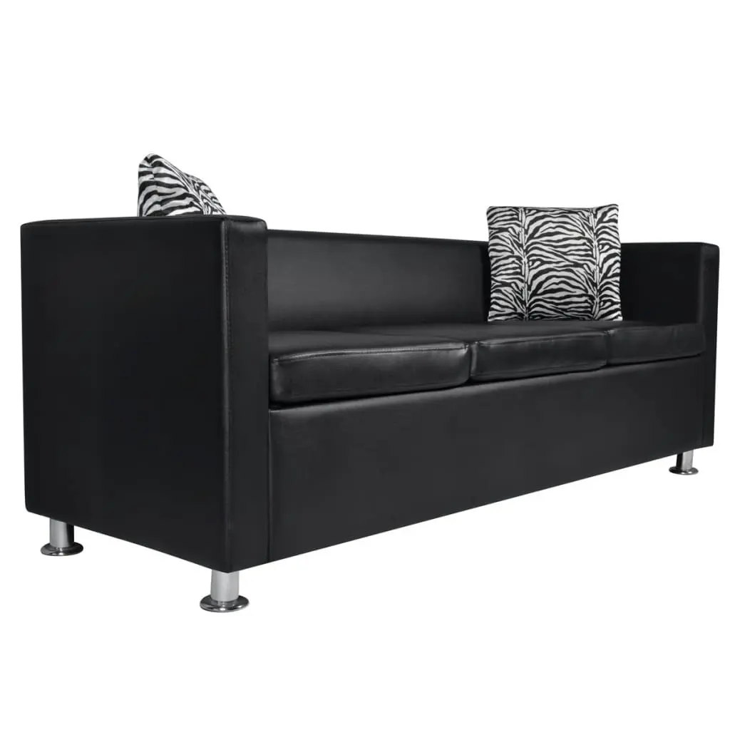 Sofa Set Artificial Leather 3-Seater 2-Seater Armchair Black 272179