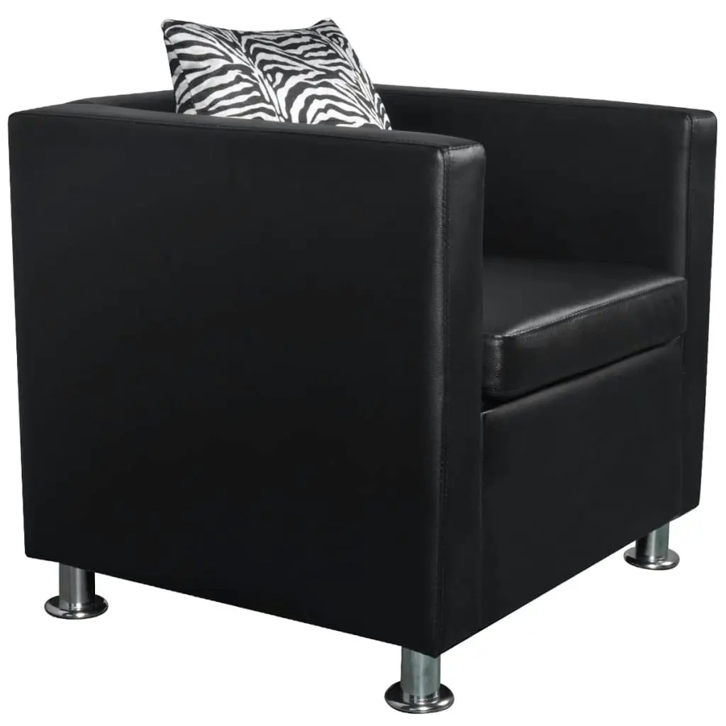 Sofa Set Artificial Leather 3-Seater 2-Seater Armchair Black 272179