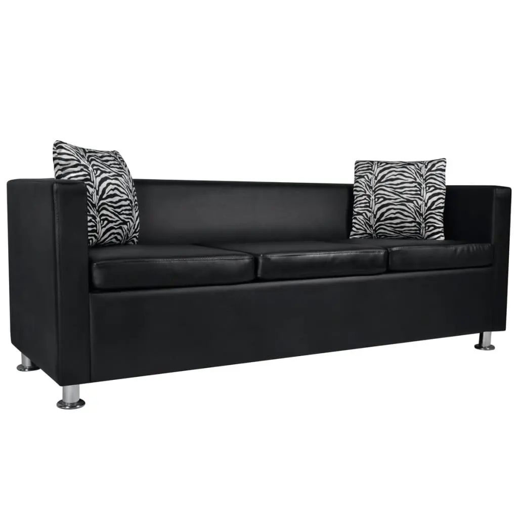 Sofa Set Artificial Leather 3-Seater 2-Seater Armchair Black 272179