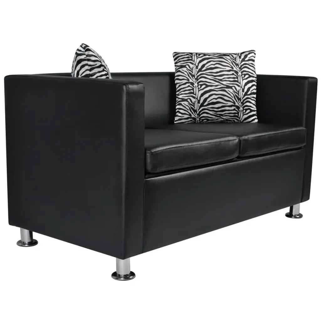 Sofa Set Artificial Leather 3-Seater 2-Seater Armchair Black 272179