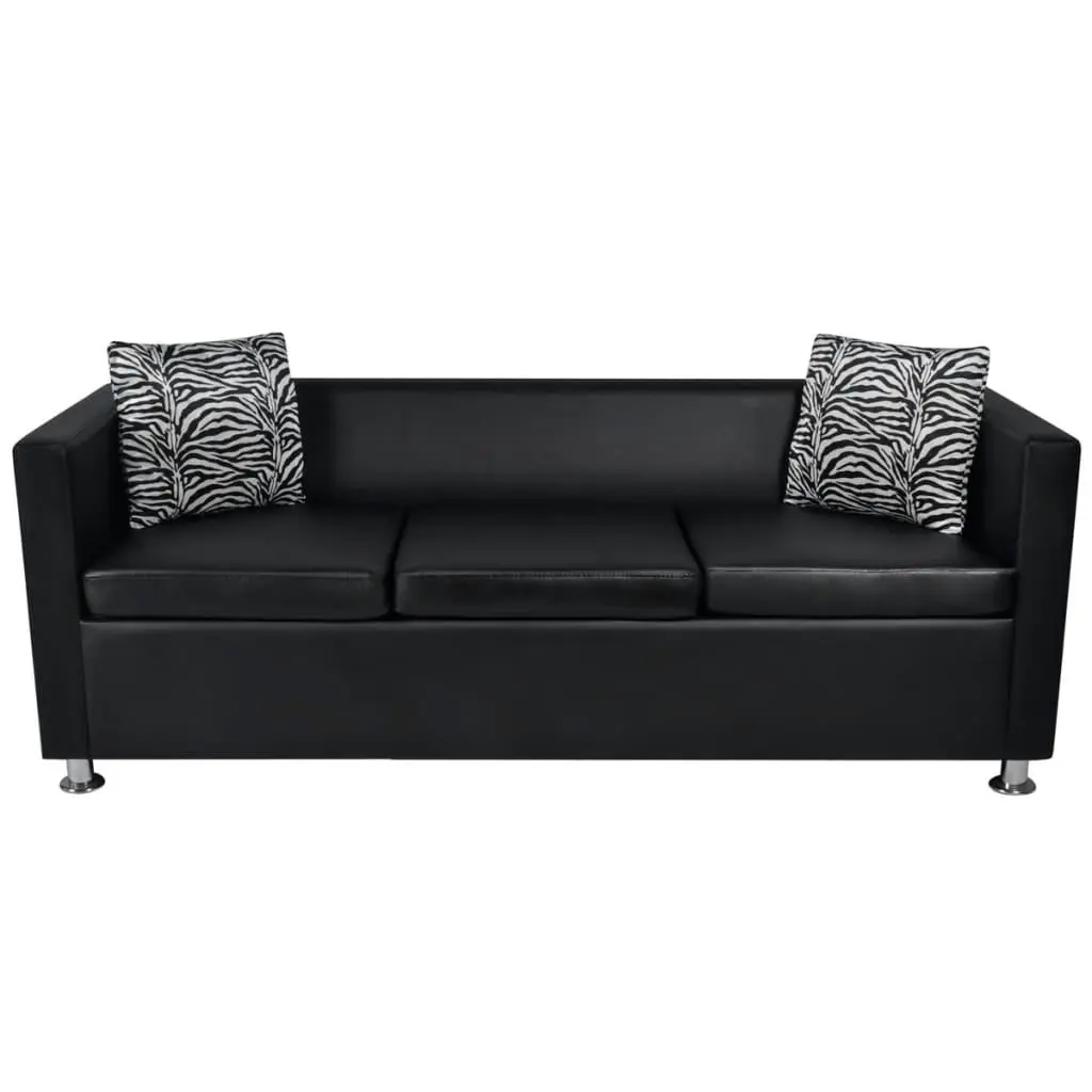 Sofa Set Artificial Leather 3-Seater 2-Seater Armchair Black 272179