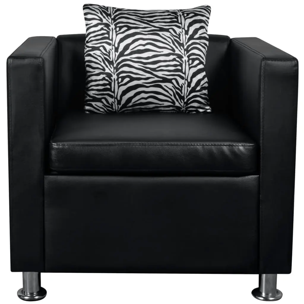 Sofa Set Artificial Leather 3-Seater 2-Seater Armchair Black 272179