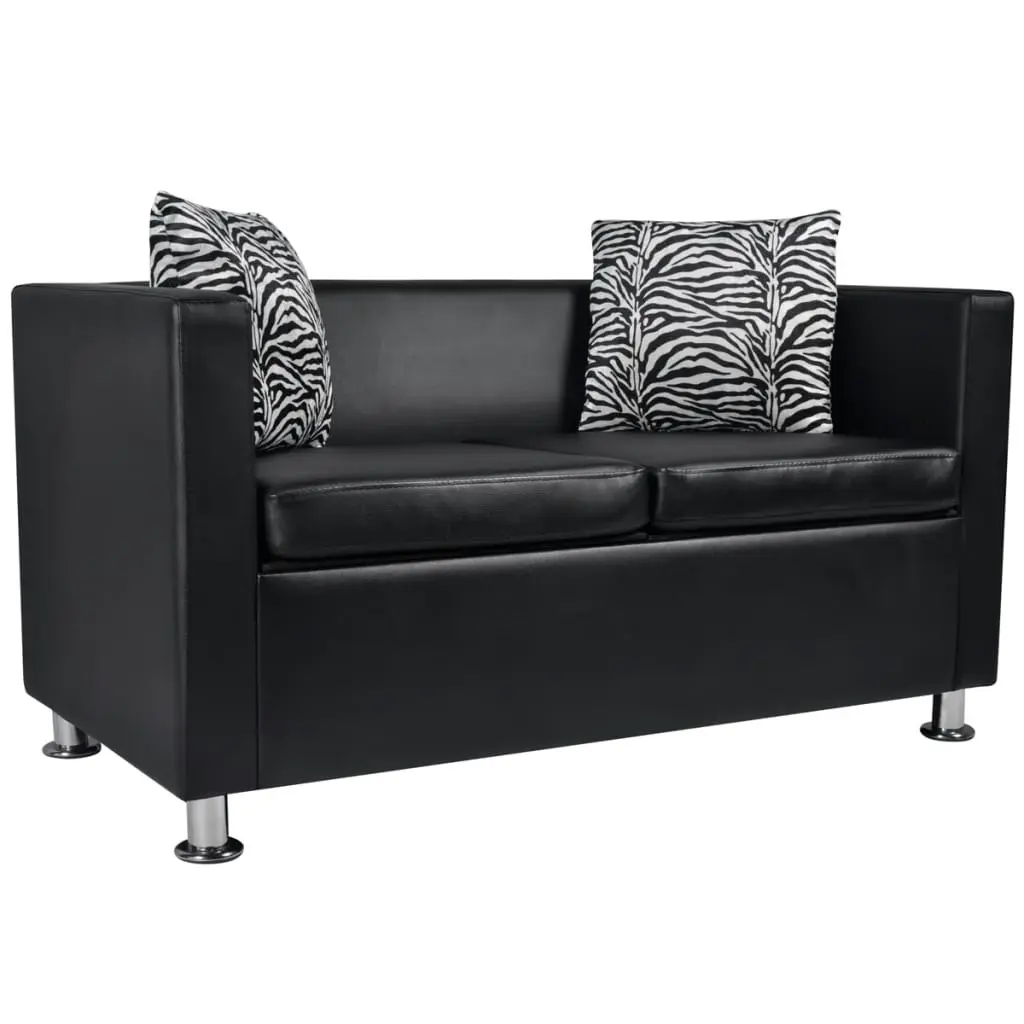 Sofa Set Artificial Leather 3-Seater 2-Seater Armchair Black 272179