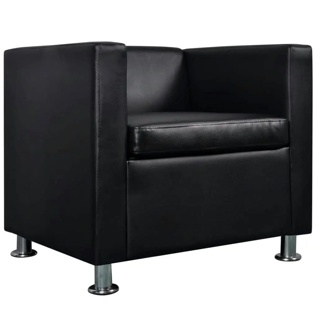 Sofa Set Artificial Leather 3-Seater 2-Seater Armchair Black 272179