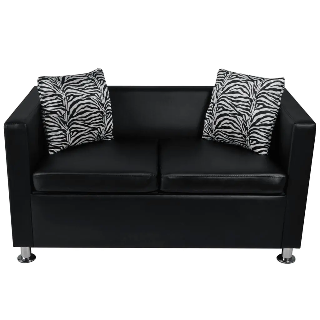 Sofa Set Artificial Leather 3-Seater 2-Seater Armchair Black 272179