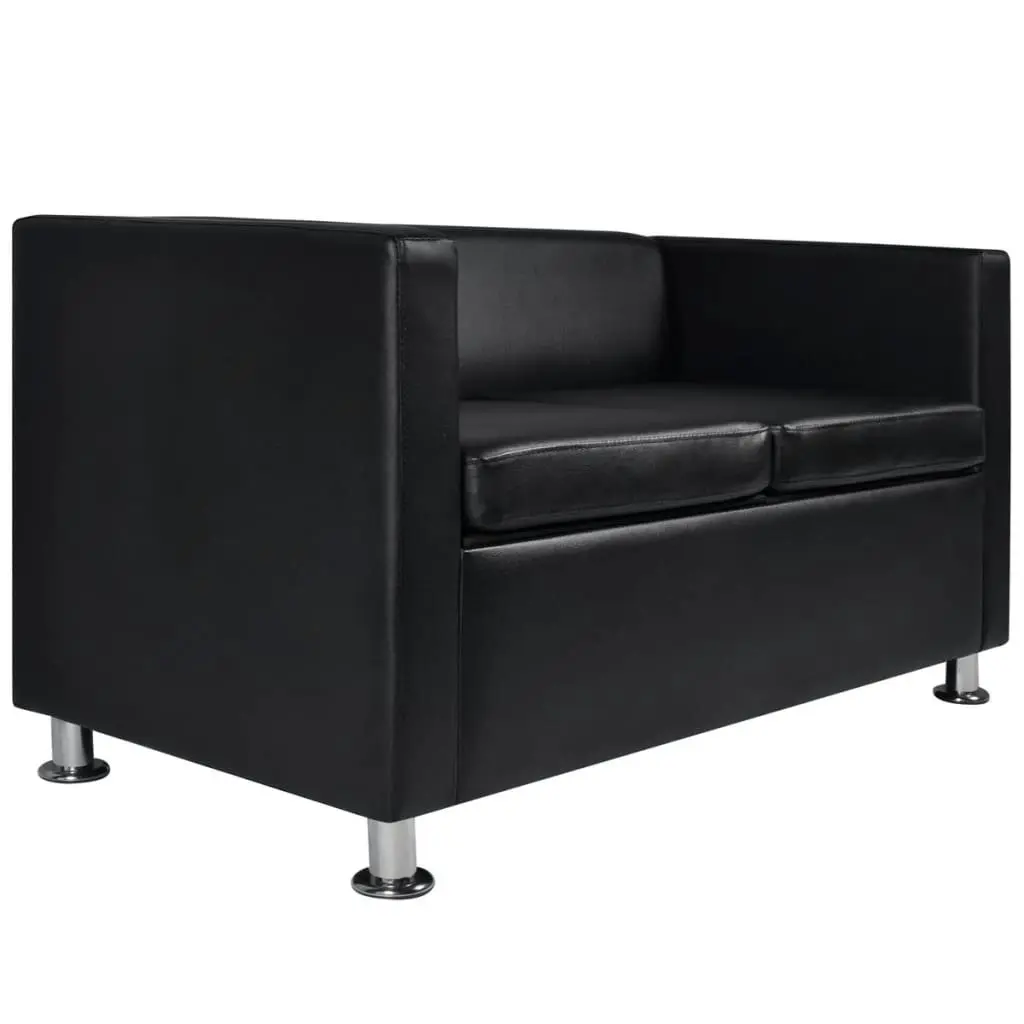 Sofa Set Artificial Leather 3-Seater 2-Seater Armchair Black 272179