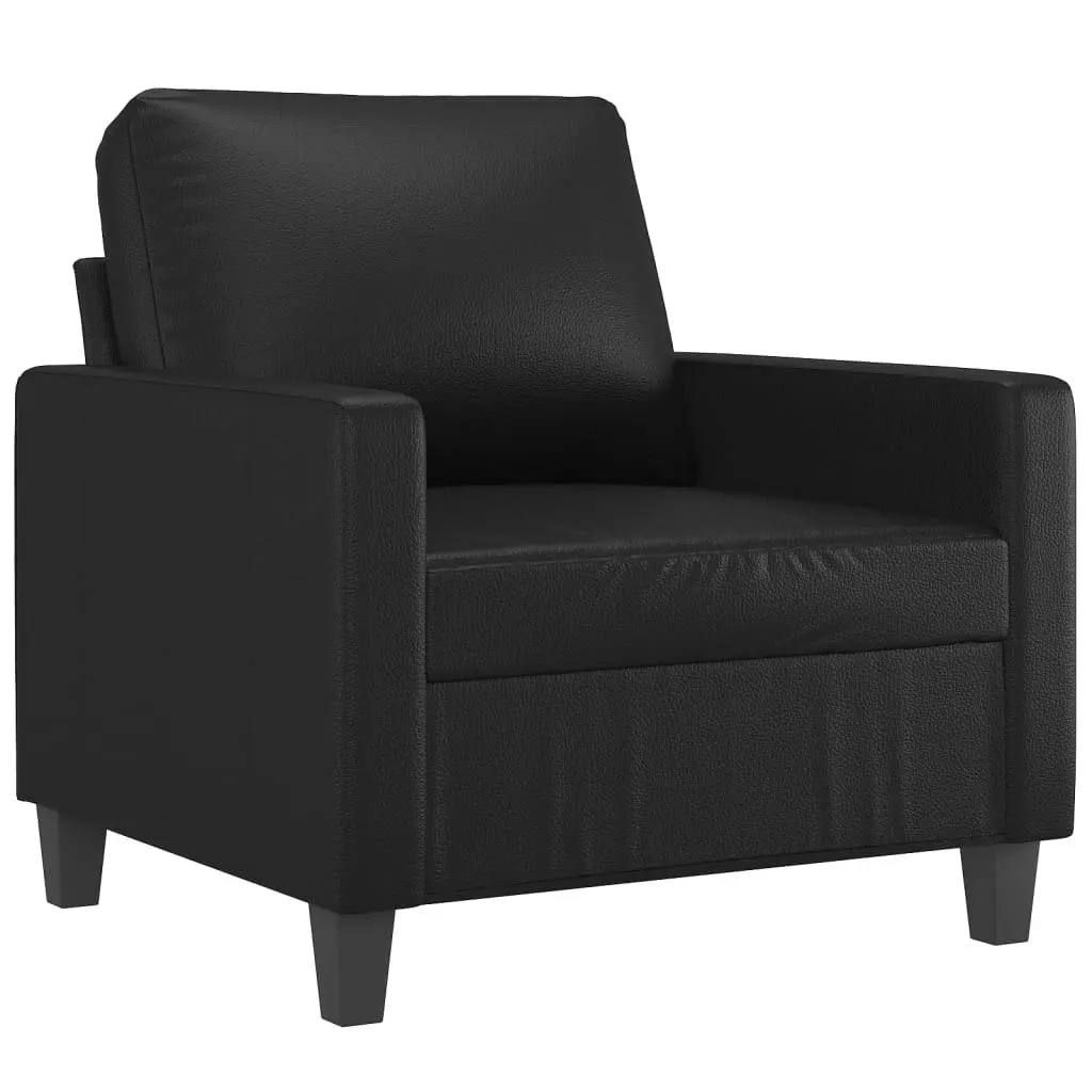 Sofa Chair with Footstool Black 60 cm Faux Leather 3201019