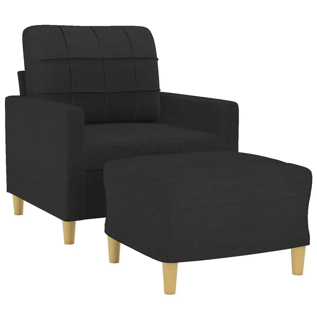 Sofa Chair with Footstool Black 60 cm Fabric 3200997