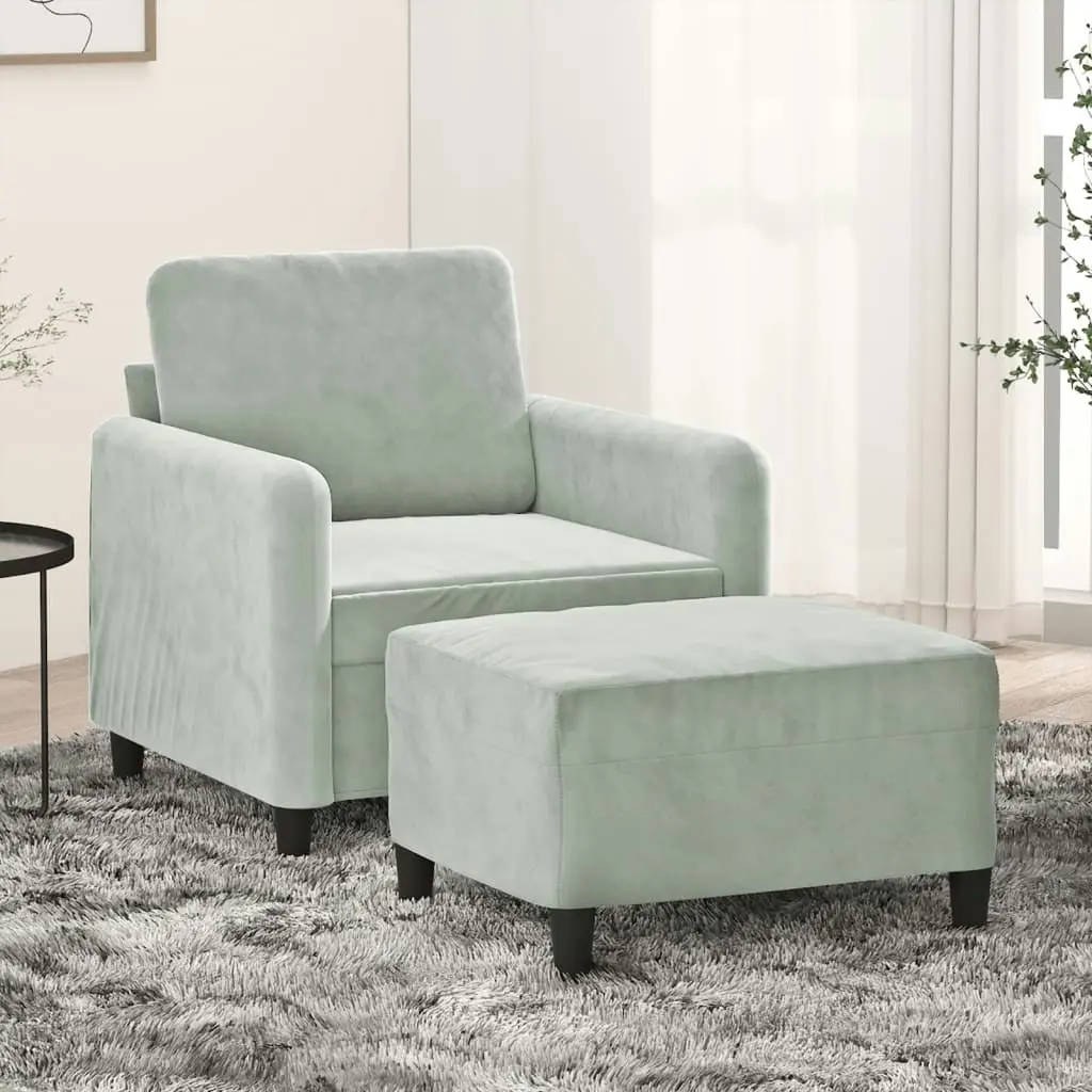 Sofa Chair with Footstool Light Grey 60 cm Velvet 3201164