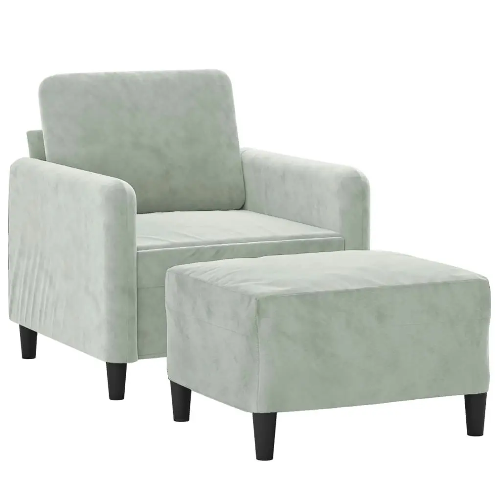 Sofa Chair with Footstool Light Grey 60 cm Velvet 3201164