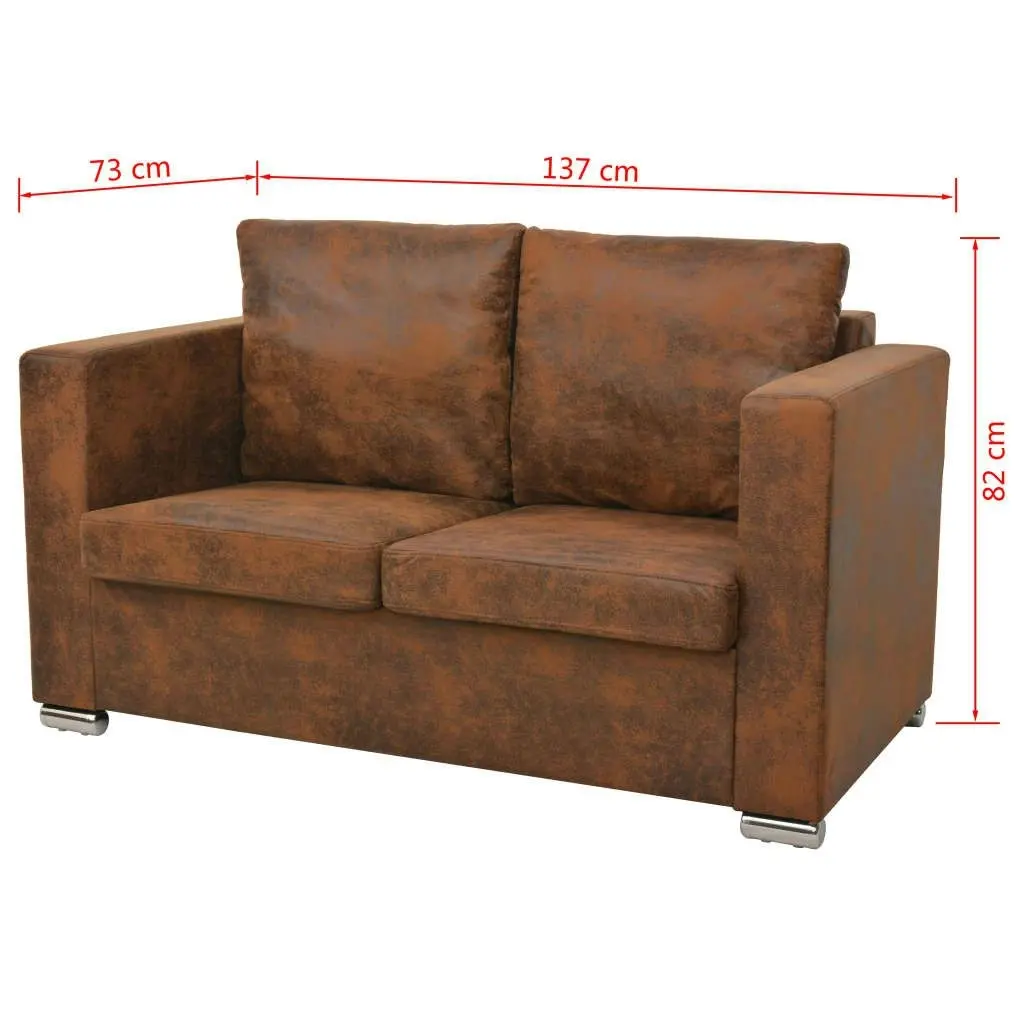 Sofa Set 2 Pieces Artificial Suede Leather 274885