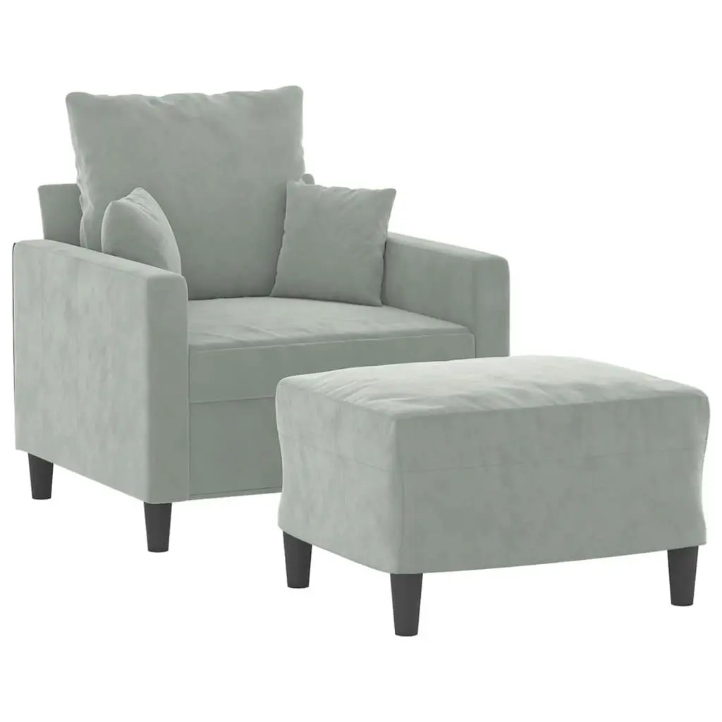 Sofa Chair with Footstool Light Grey 60 cm Velvet 3201097