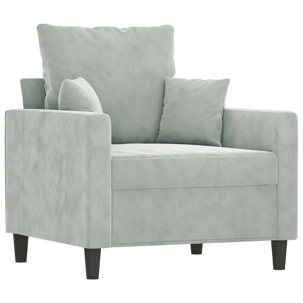 Sofa Chair with Footstool Light Grey 60 cm Velvet 3201097