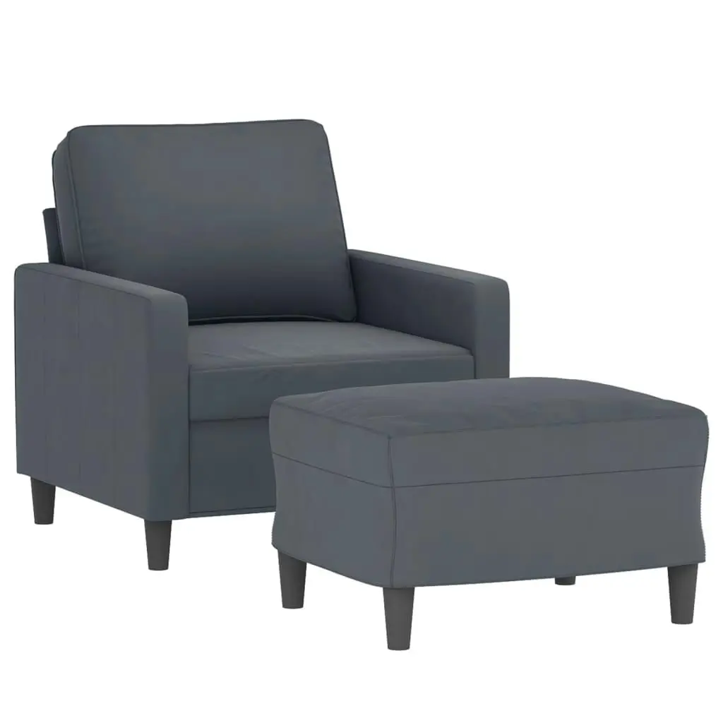 Sofa Chair with Footstool Dark Grey 60 cm Velvet 3201046