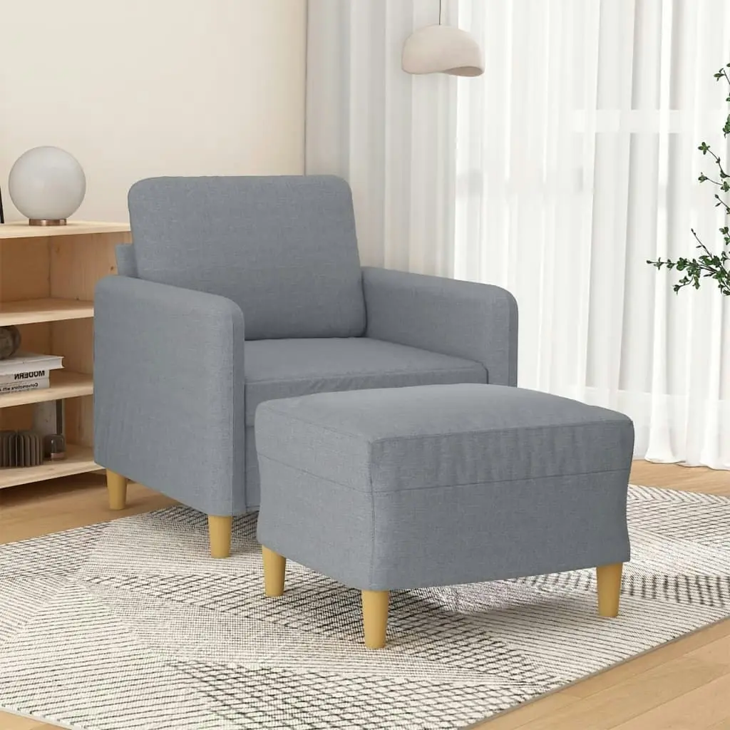 Sofa Chair with Footstool Light Grey 60 cm Fabric 3201184