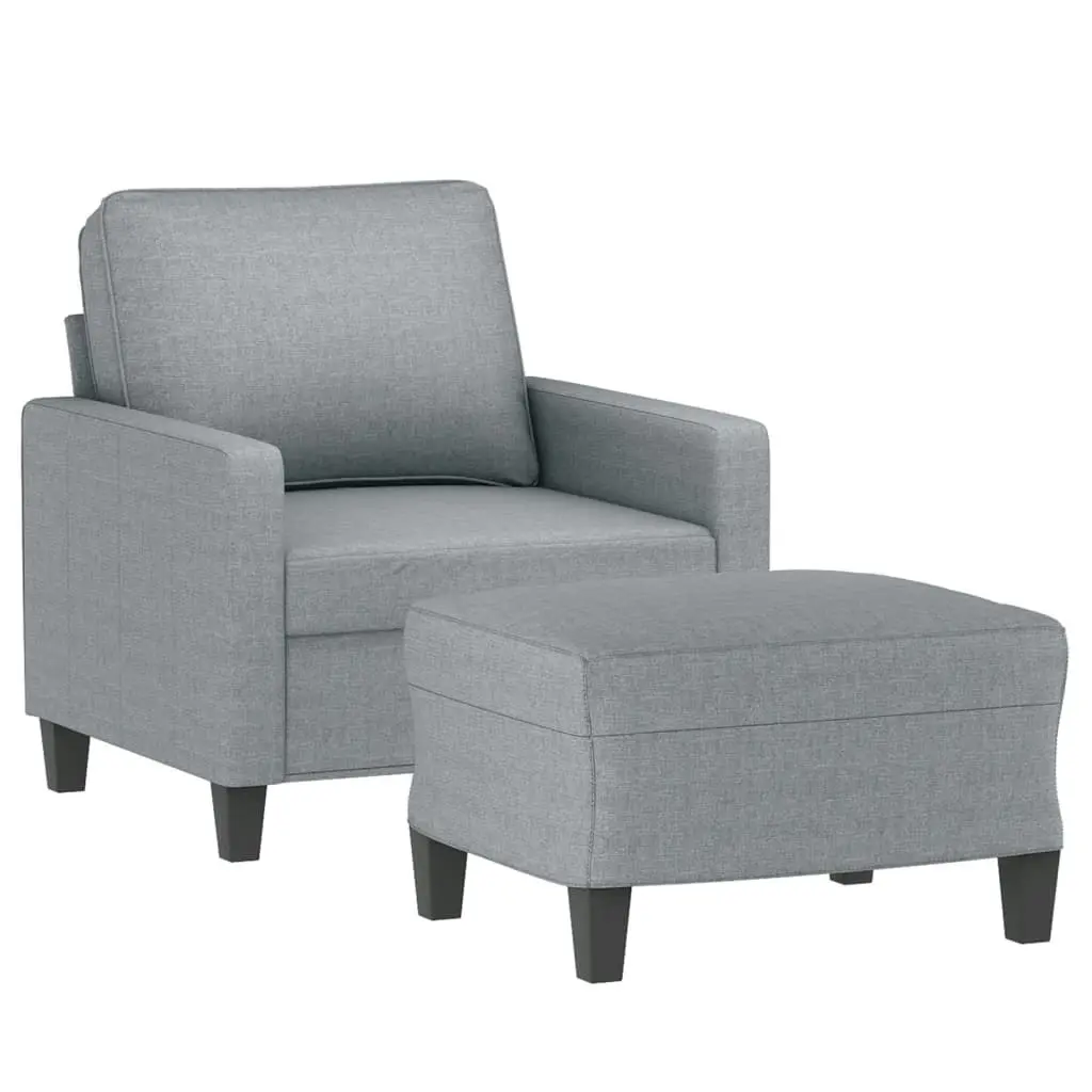 Sofa Chair with Footstool Light Grey 60 cm Fabric 3201029