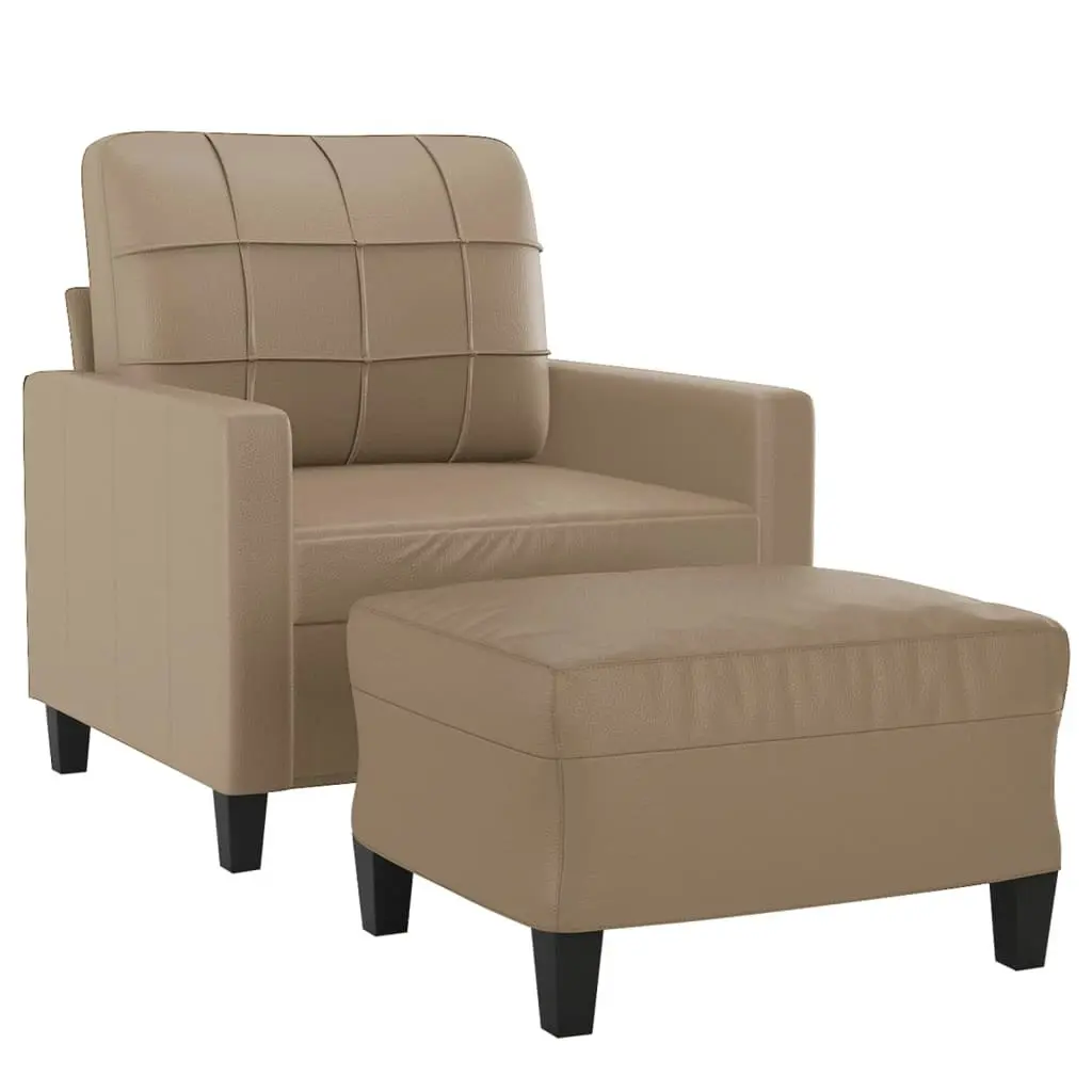 Sofa Chair with Footstool Cappuccino 60 cm Faux Leather 3201013