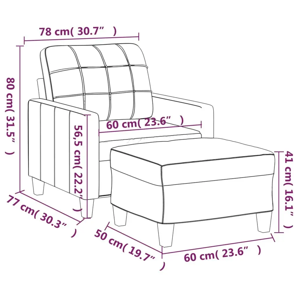 Sofa Chair with Footstool Cappuccino 60 cm Faux Leather 3201013