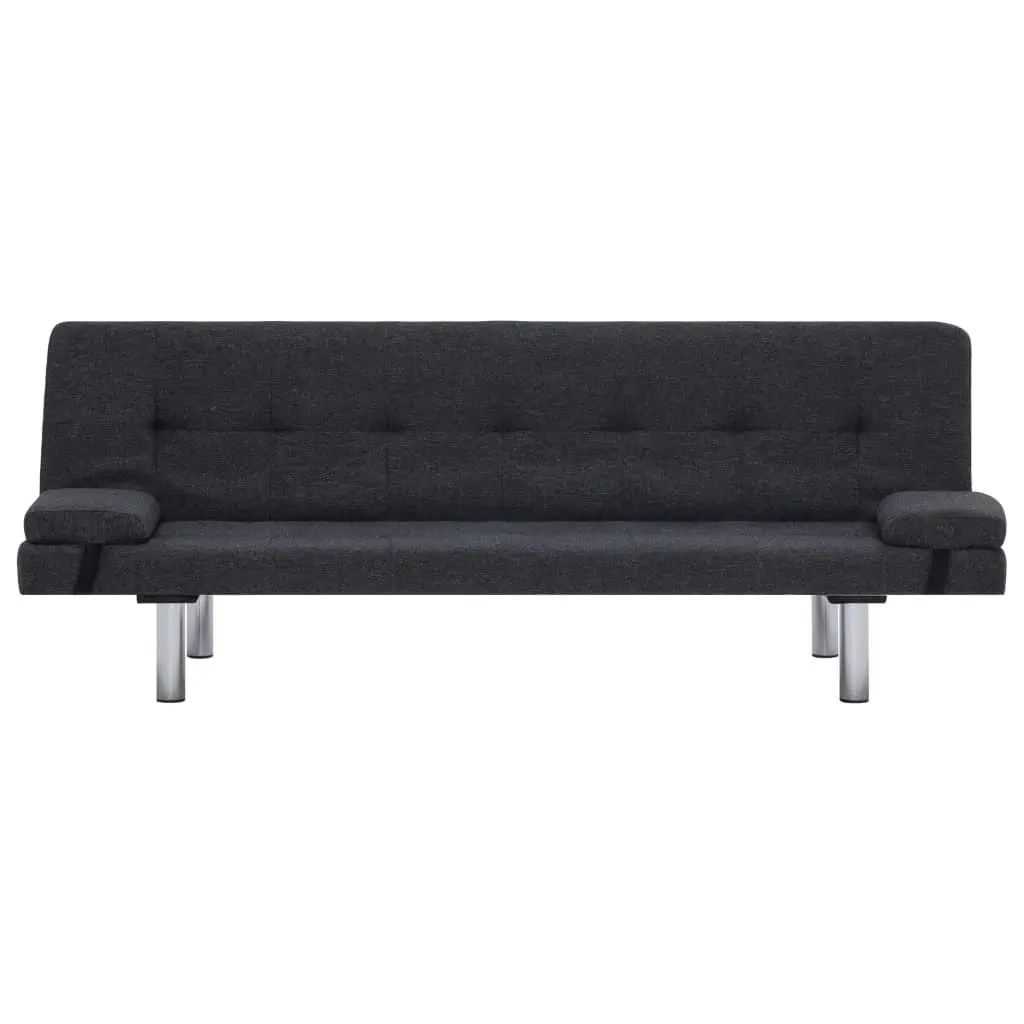 Sofa Bed with Two Pillows Dark Grey Polyester 282184