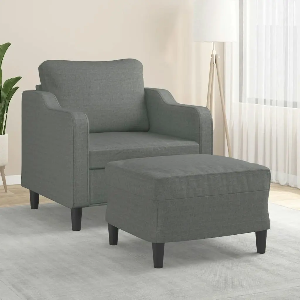 Sofa Chair with Footstool Dark Grey 60 cm Fabric 3201128