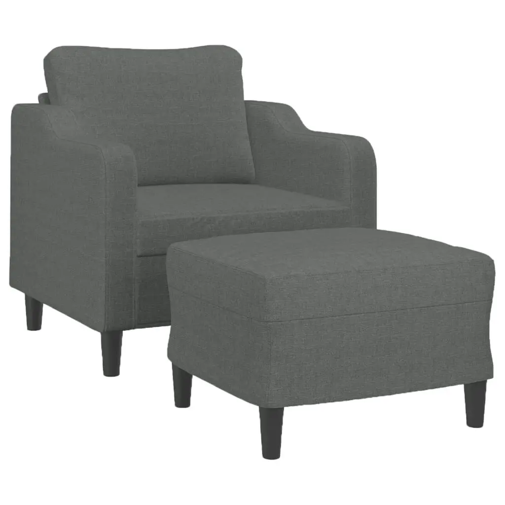 Sofa Chair with Footstool Dark Grey 60 cm Fabric 3201128