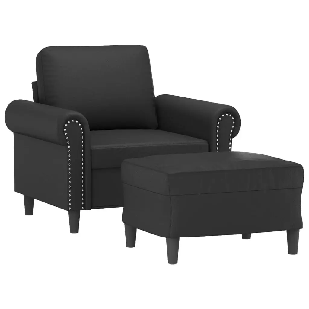 Sofa Chair with Footstool Black 60 cm Faux Leather 3201200