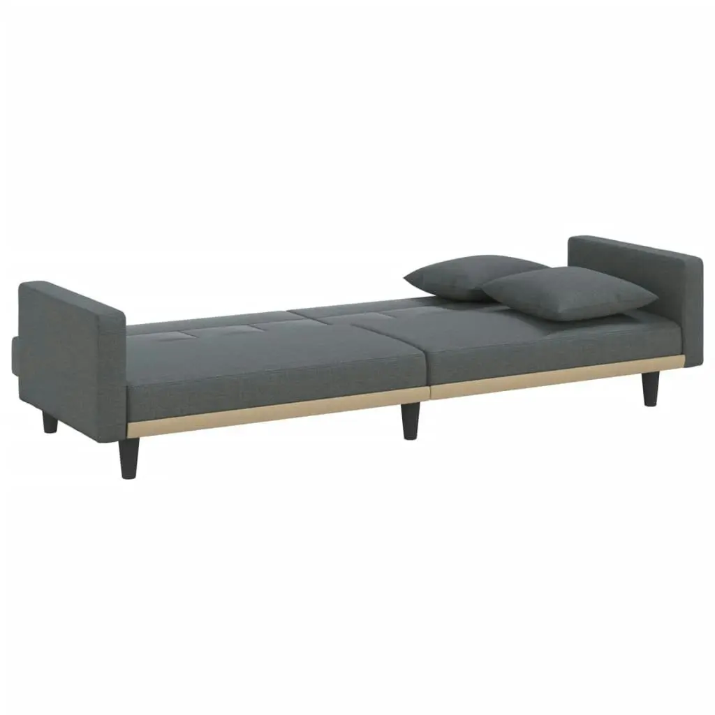 Sofa Bed with Cushions Dark Grey Fabric 351876