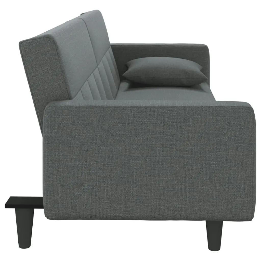 Sofa Bed with Cushions Dark Grey Fabric 351876