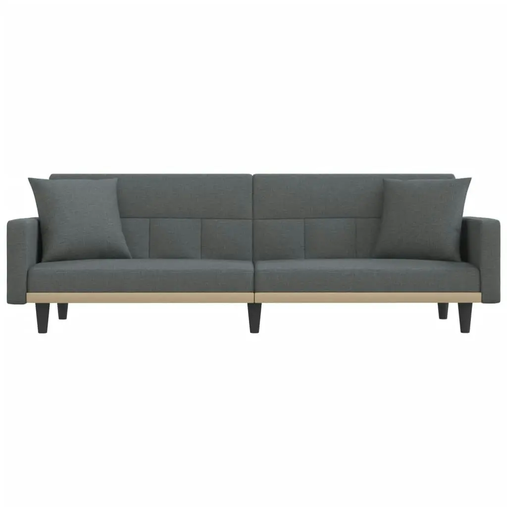 Sofa Bed with Cushions Dark Grey Fabric 351876